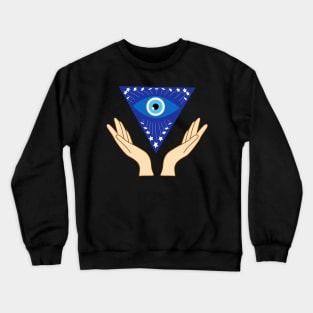 Eyes in Hand: Visionary T-shirt Design Crewneck Sweatshirt